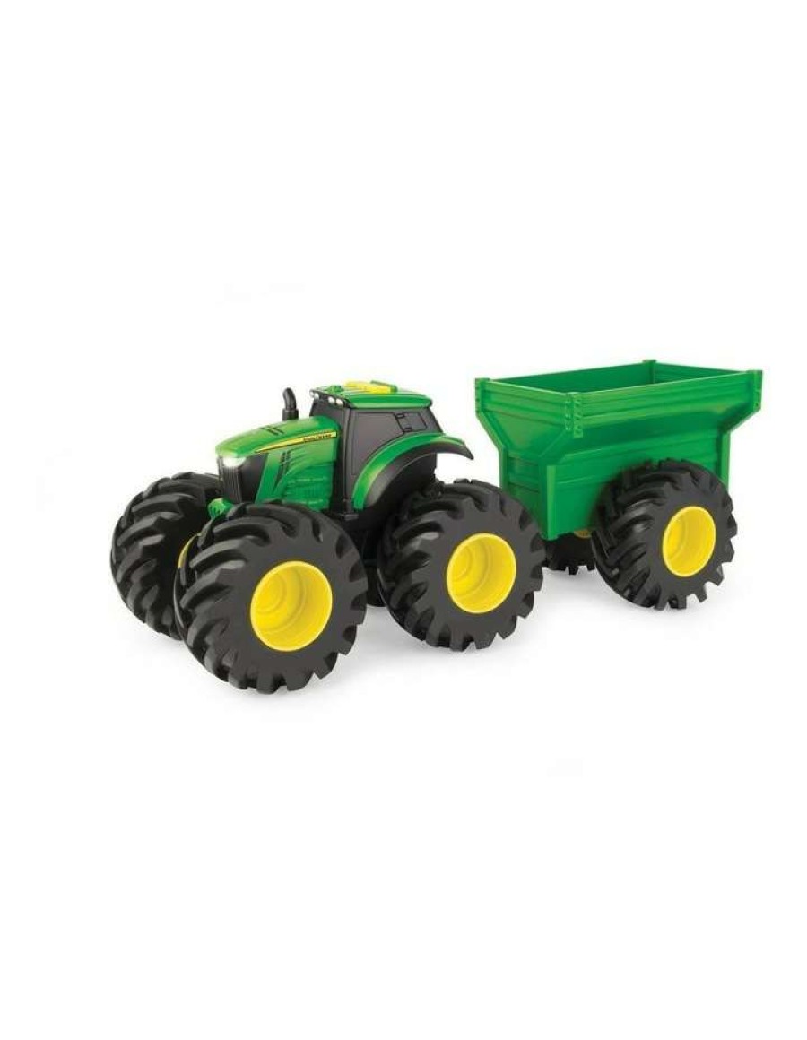 Nursery Toys * | John Deere Monster Treads Tyres Tractor/Wagon Light/Sound Kids Farm Toy 20Cm 3Years