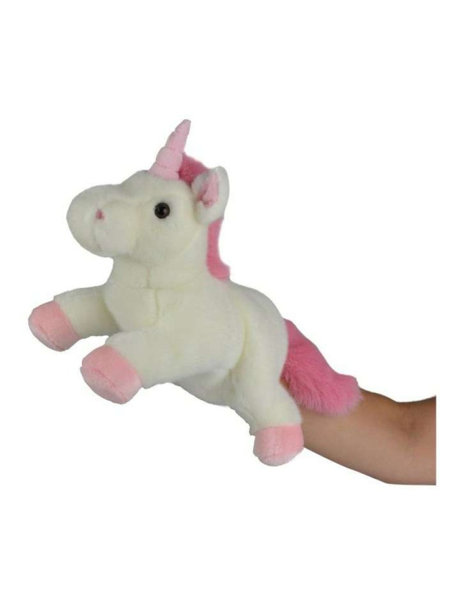 Soft & Plush Toys * | Korimco Unicorn Body Puppet 32Cm White/Pink