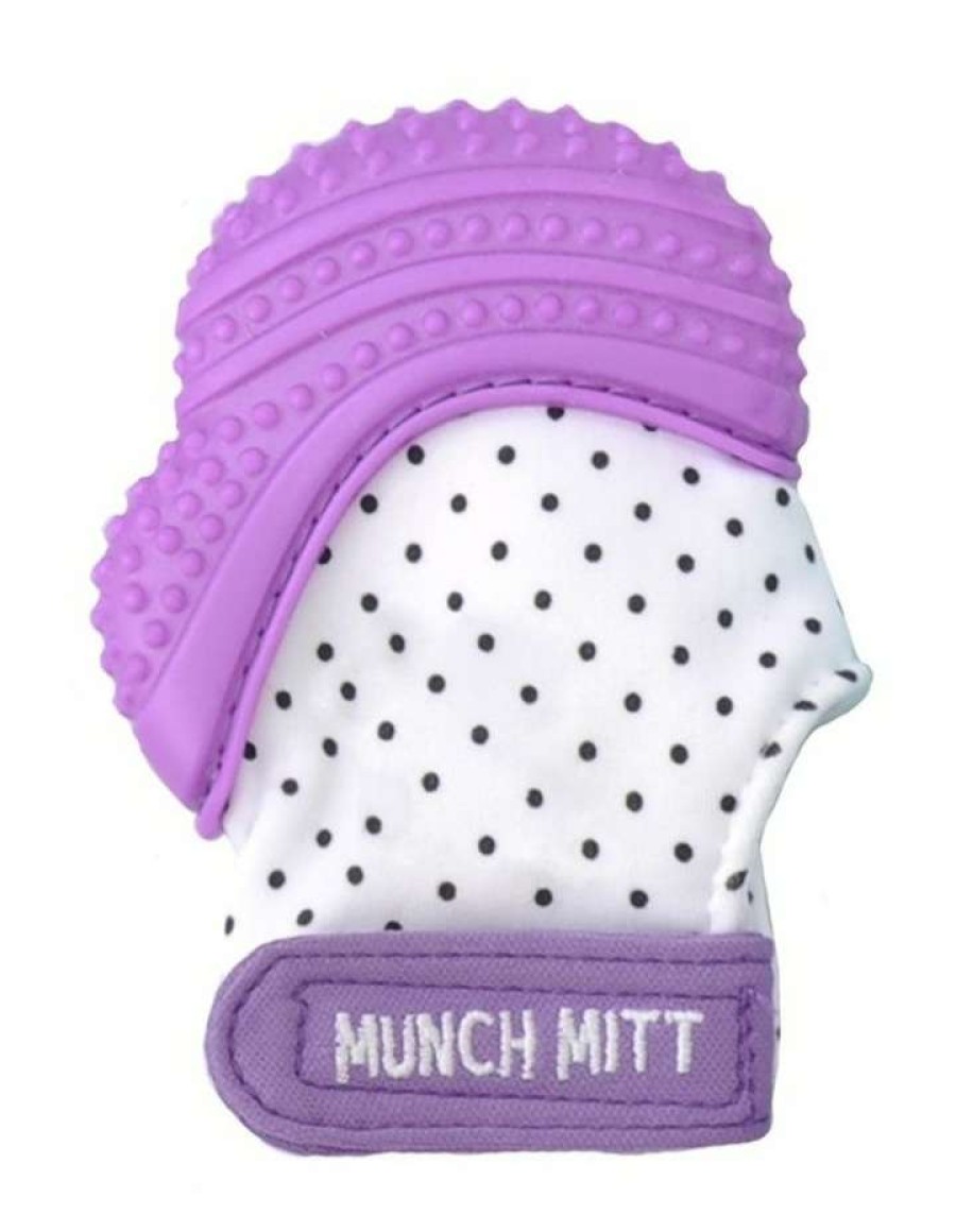 Play & Activity * | Malarkey Kids Munch Mitt Teething Mitten Dots Purple