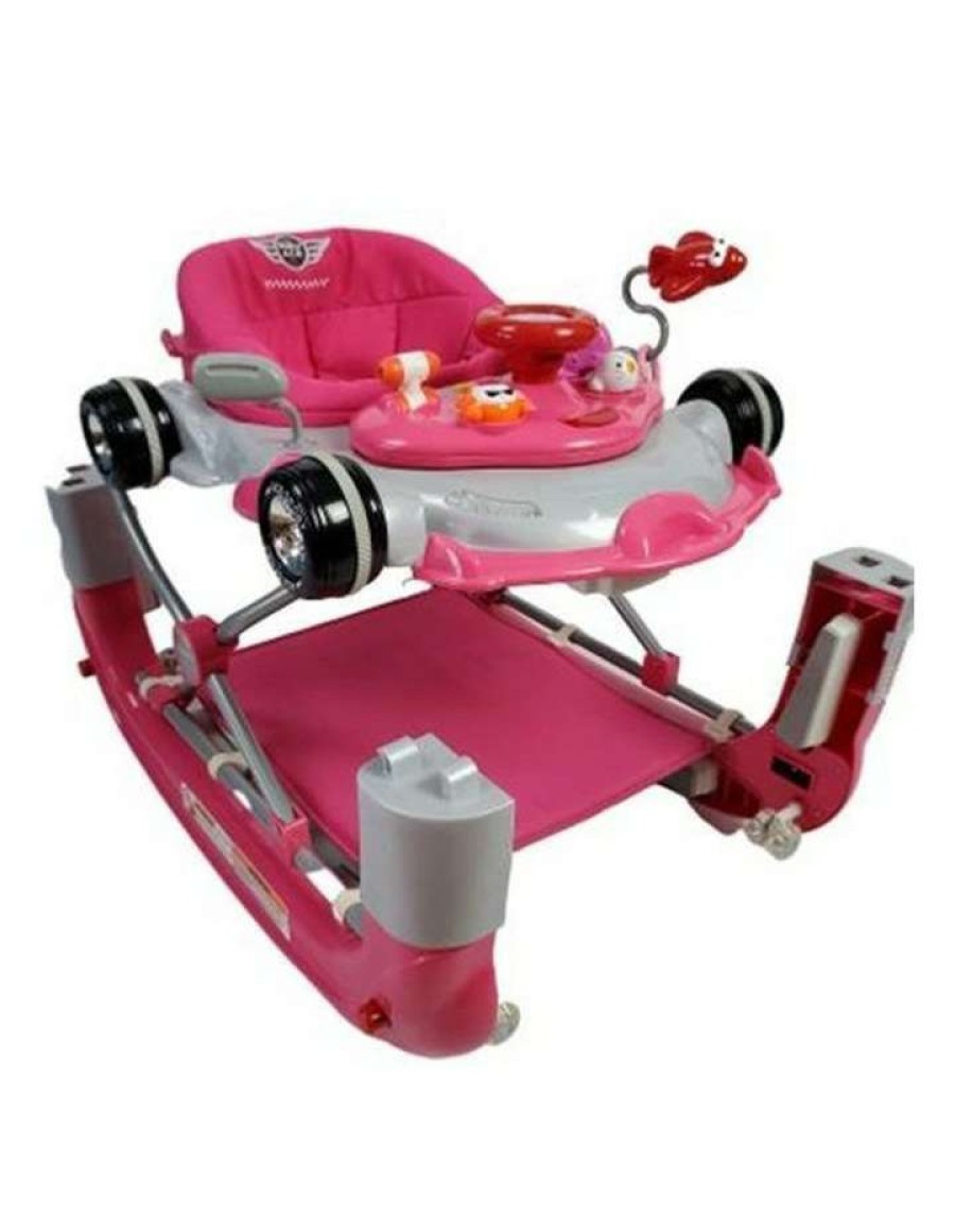 Baby Bouncers & Play Mats * | Aussie Baby Racing Car 4-In-1 Baby Walker & Rocker Pink