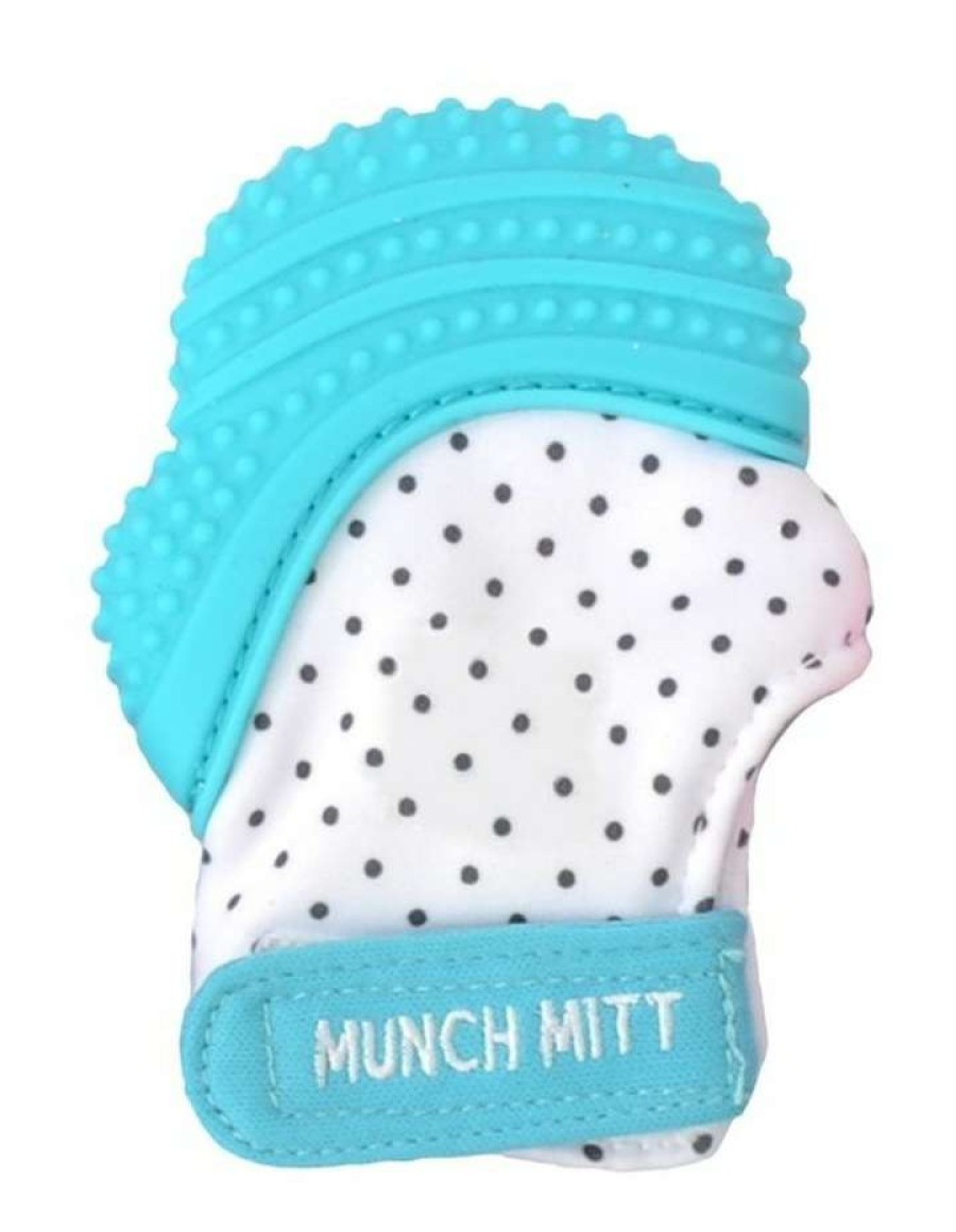 Play & Activity * | Malarkey Kids Munch Mitt Teething Mitten Aqua Blue