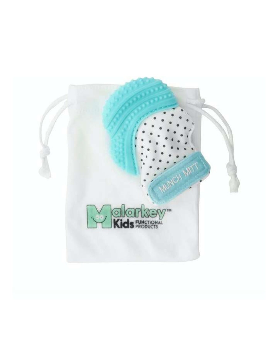 Play & Activity * | Malarkey Kids Munch Mitt Teething Mitten Aqua Blue