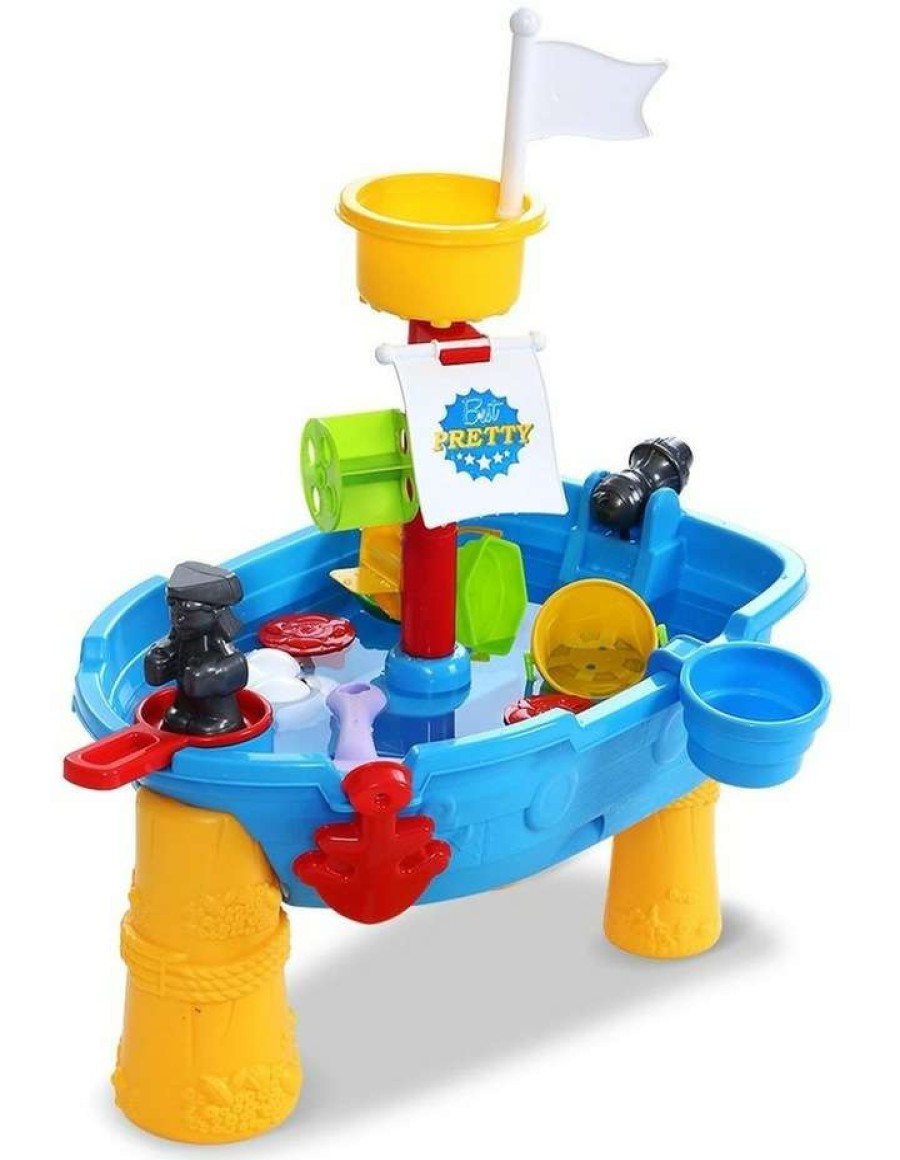 Vehicles * | Keezi Kids Beach Sand And Water Toys Outdoor Table Pirate Ship Childrens Sandpit Blue