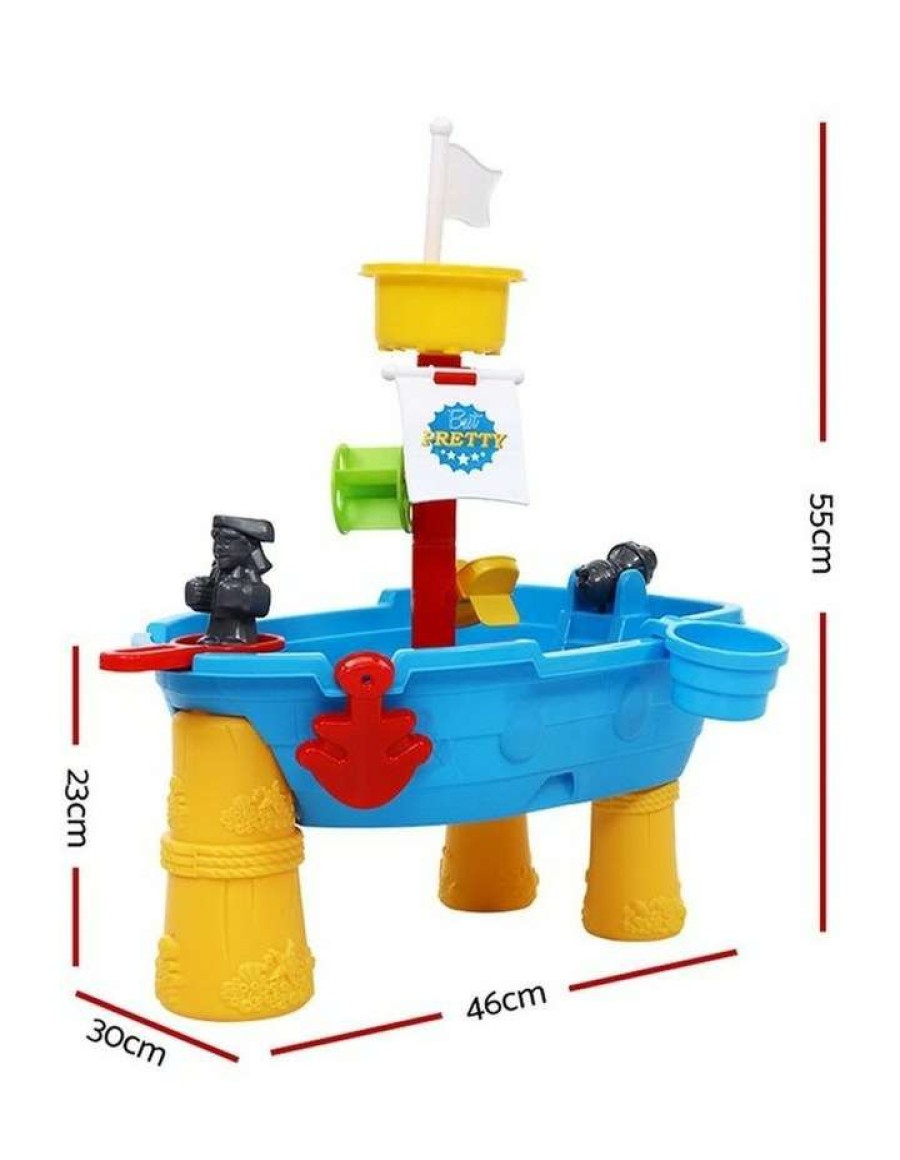 Vehicles * | Keezi Kids Beach Sand And Water Toys Outdoor Table Pirate Ship Childrens Sandpit Blue