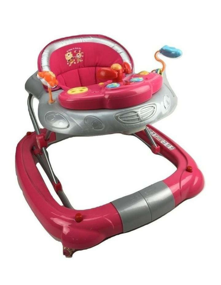 Baby Bouncers & Play Mats * | Aussie Baby Car 2-In-1 Baby Walker & Rocker Fuchsia Pink