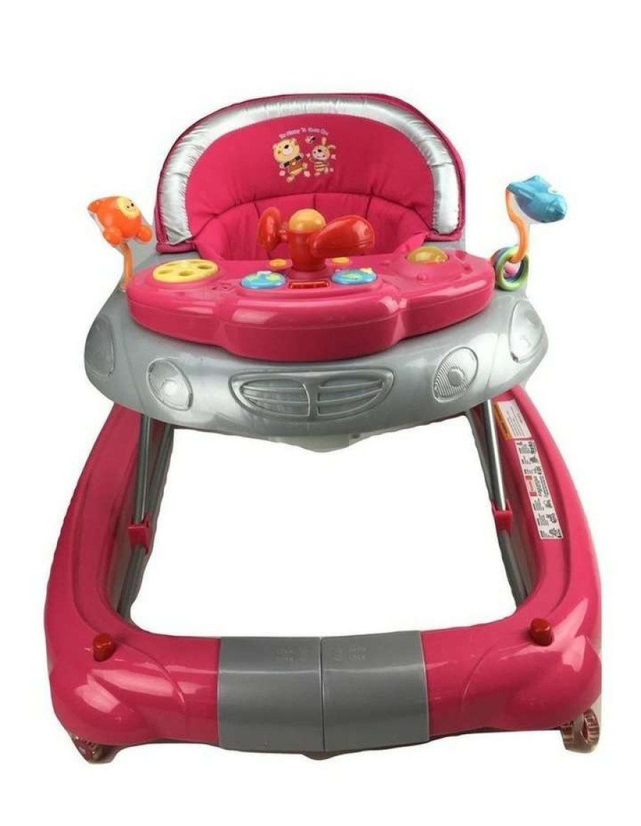 Baby Bouncers & Play Mats * | Aussie Baby Car 2-In-1 Baby Walker & Rocker Fuchsia Pink