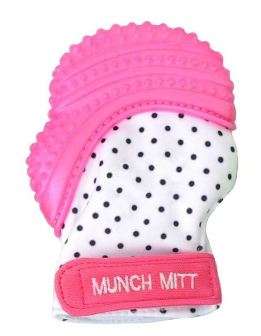 Play & Activity * | Malarkey Kids Munch Mitt Teething Mitten Dots Pink