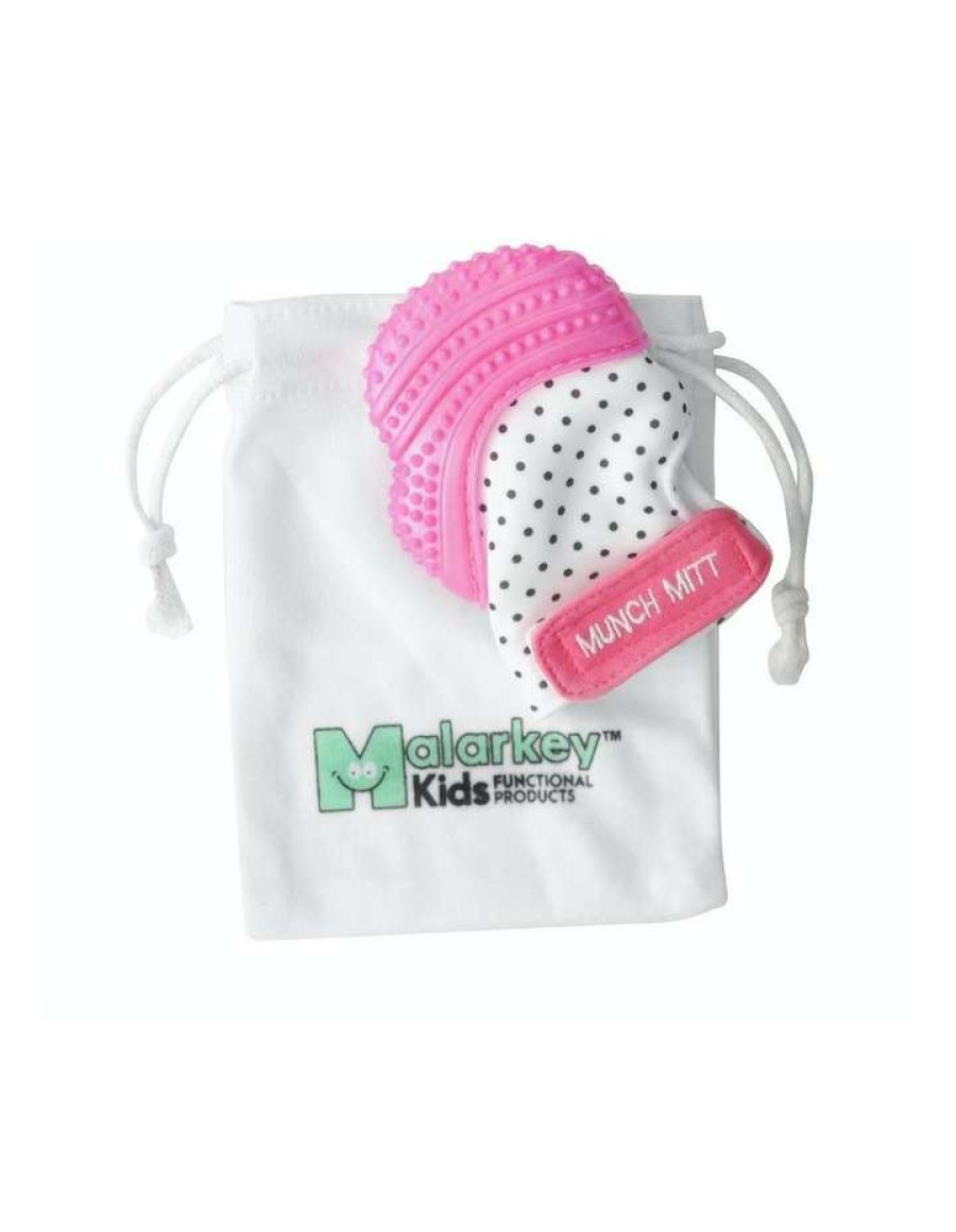 Play & Activity * | Malarkey Kids Munch Mitt Teething Mitten Dots Pink