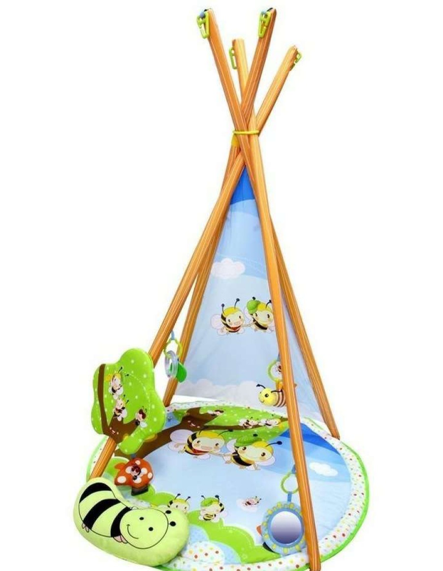 Baby Bouncers & Play Mats * | Aussie Baby Busy Bee Play Gym & Fun Teepee Blue/ Green