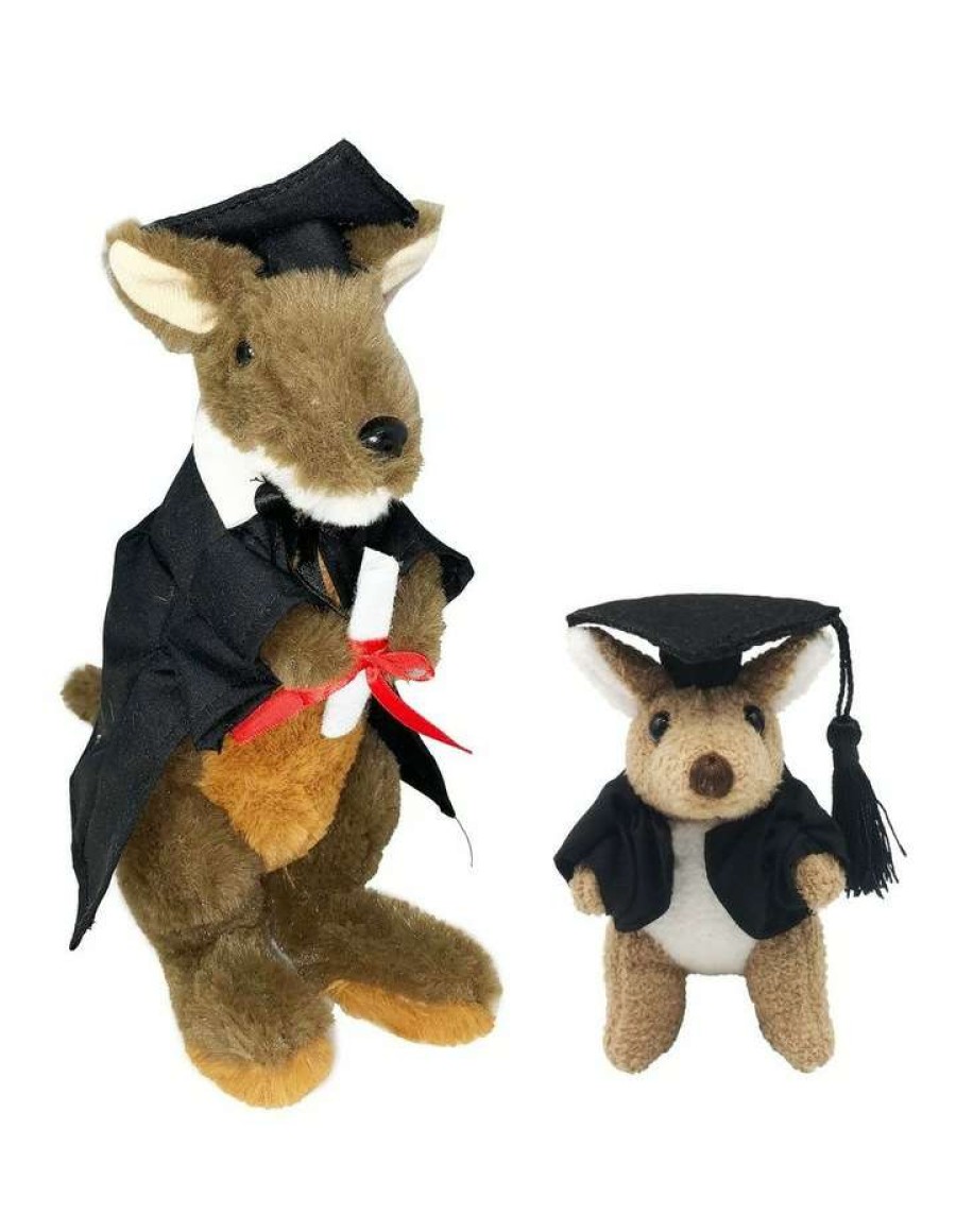 Soft & Plush Toys * | Mig Consolidated Rocky Graduation Kangaroo Soft Toy And Keyring Brown