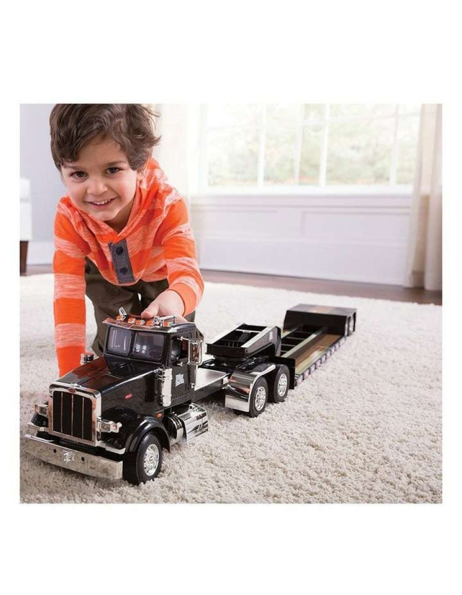 Nursery Toys * | John Deere Big Farm Peterbilt Model 367 Semi Vehicle/Truck W/ Lowboy Trailer Toy Black