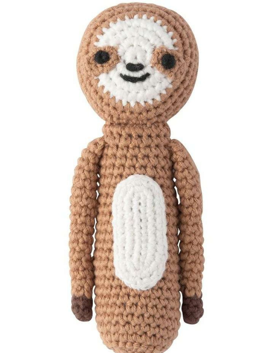 Soft & Plush Toys * | Weegoamigo Crochet Rattle Sleepy Sloth Assorted