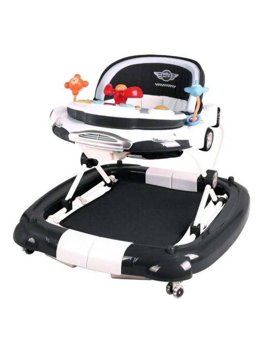 Play & Activity * | Aussie Baby Car Theme Baby Walker Rocker Black