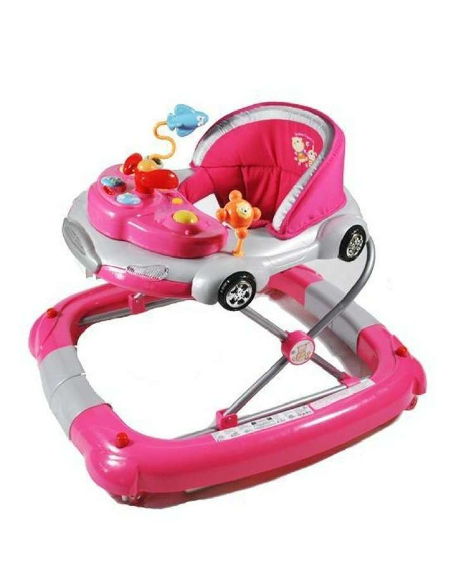 Play & Activity * | Aussie Baby Car Theme Fuchsia Pink Baby Walker Rocker Play Activity Centre