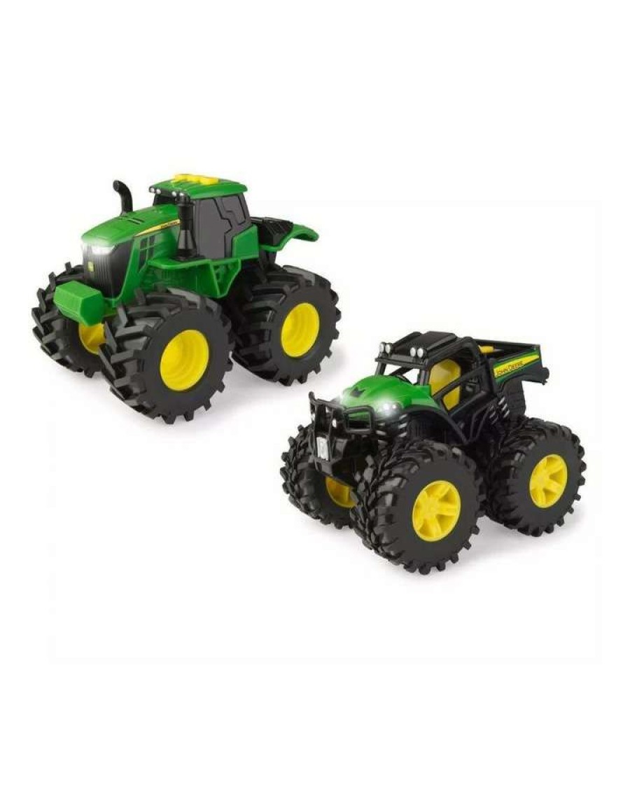 Nursery Toys * | John Deere Monster Treads Die-Cast Play/Toys 3Years Kids Tractor/Truck 2Piece 15Cm Green