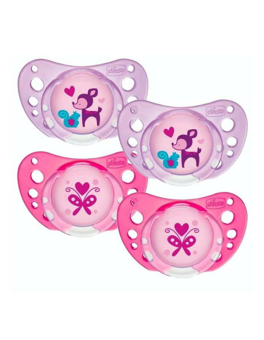 Soft Toys & Rattles * | Chicco Latex Physio Air Soother 6-16M 2 X 2Pk Girl No Colour