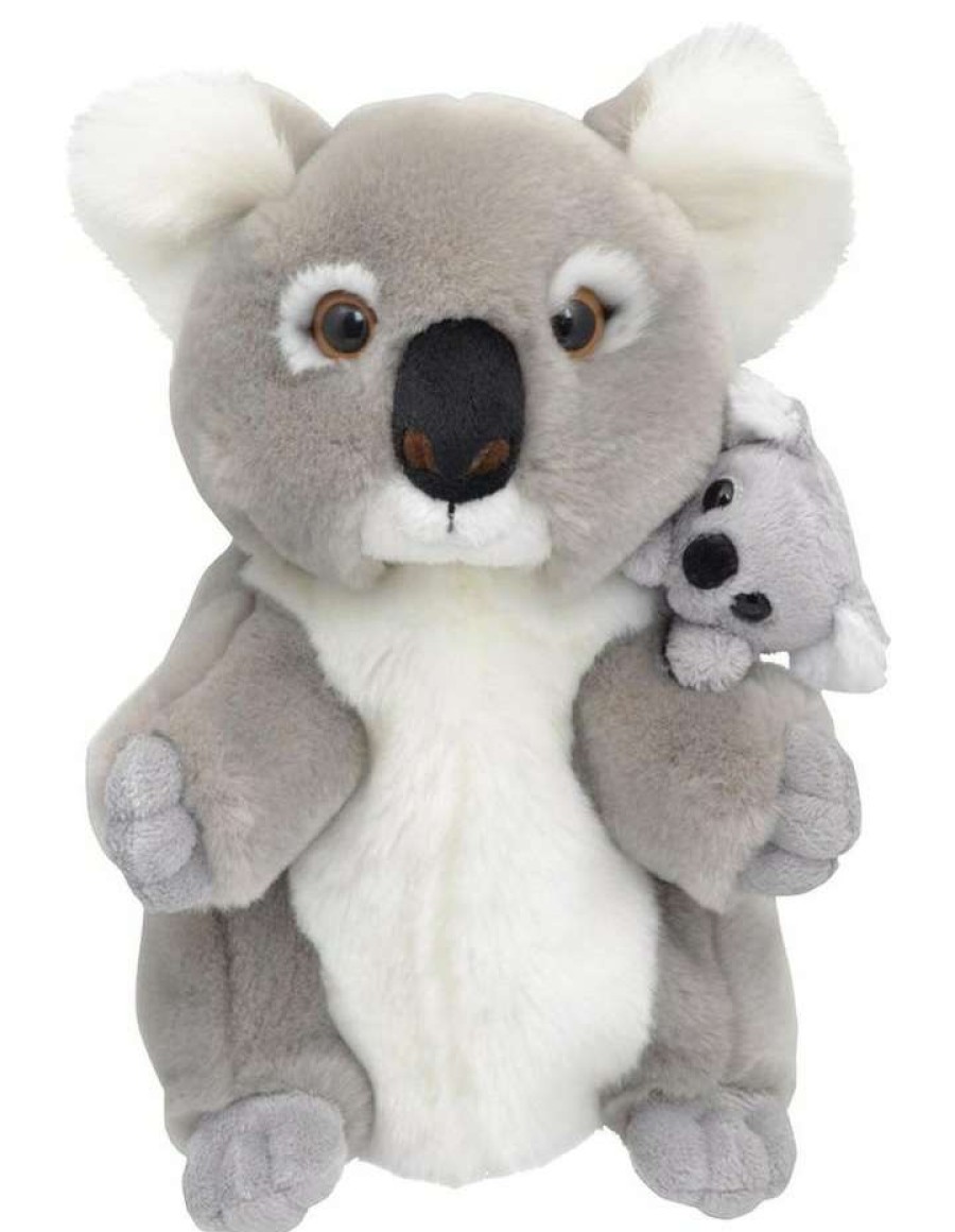 Soft & Plush Toys * | Korimco Koala With Baby Body Puppet 32Cm Grey