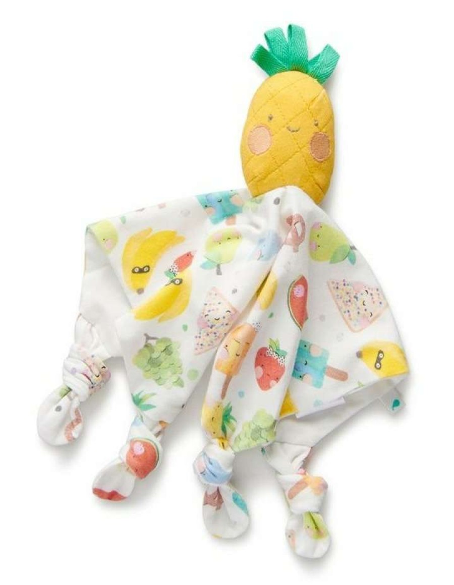 Nursery Toys * | Little Green & Co Jersey Comforter Friend Yellow Pineapple