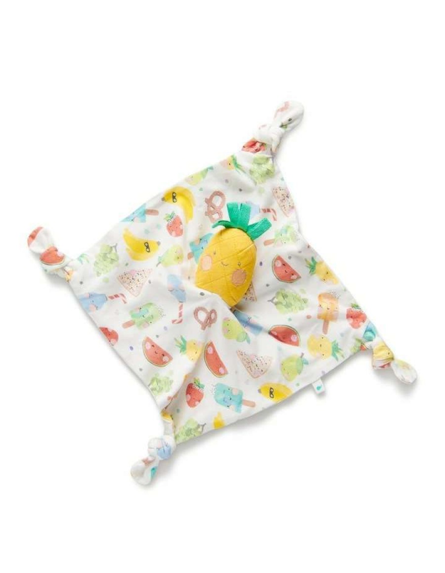 Nursery Toys * | Little Green & Co Jersey Comforter Friend Yellow Pineapple