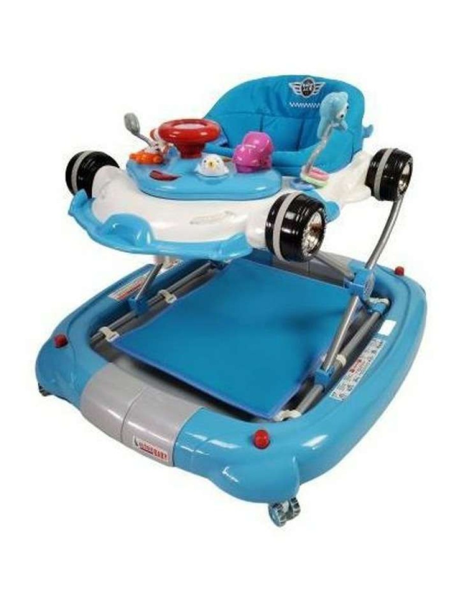 Baby Bouncers & Play Mats * | Aussie Baby Racing Car 4-In-1 Baby Walker & Rocker Blue