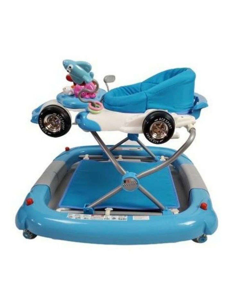 Baby Bouncers & Play Mats * | Aussie Baby Racing Car 4-In-1 Baby Walker & Rocker Blue