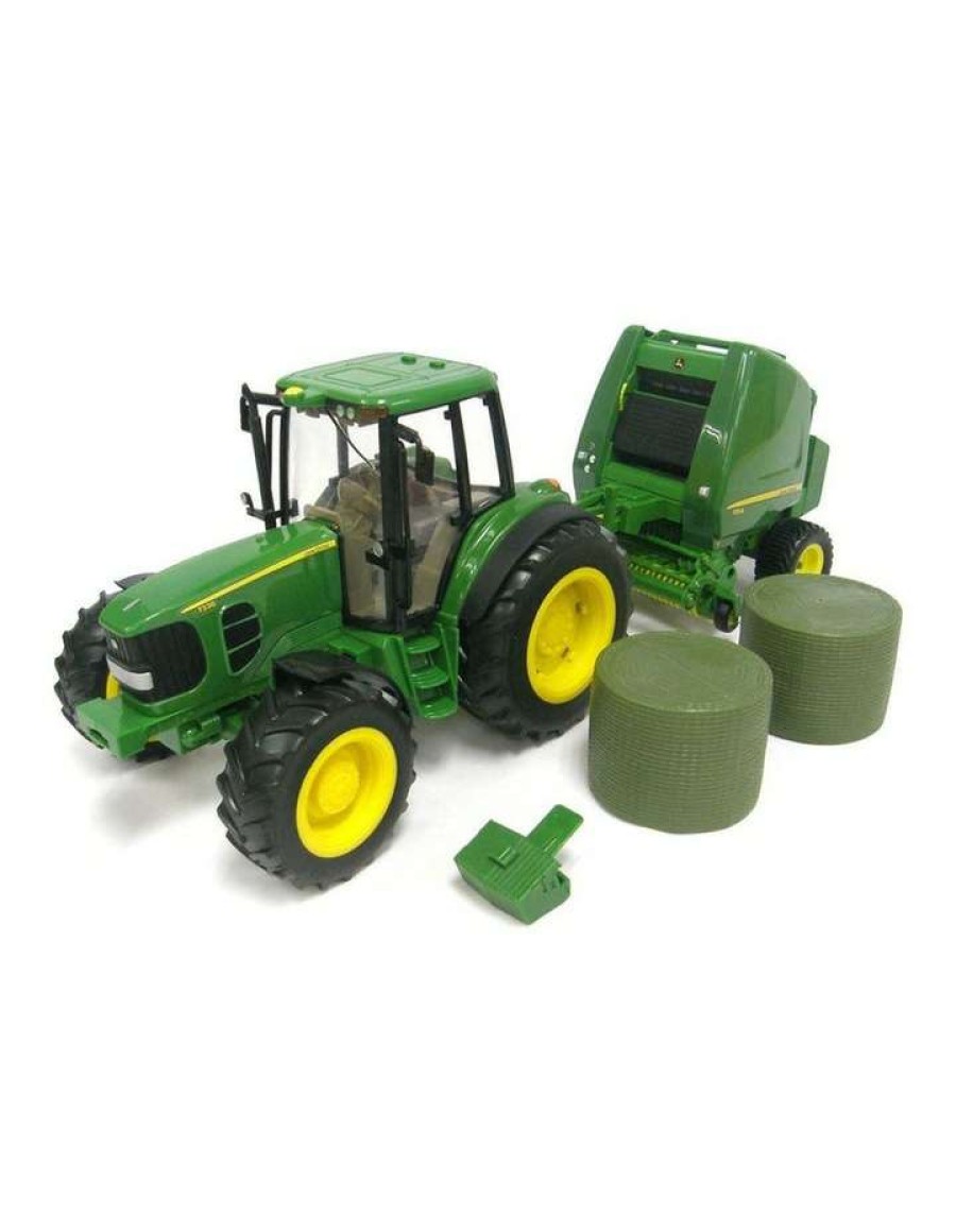 Nursery Toys * | John Deere Big Farm Tractor & Hay Baler/Toy/Kids/Children/Play/ Ertl 1:16 3Years