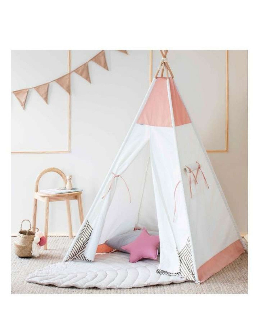 Baby Bouncers & Play Mats * | Cattywampus Kids Teepee Play Tent Pearl Rose White/Rose