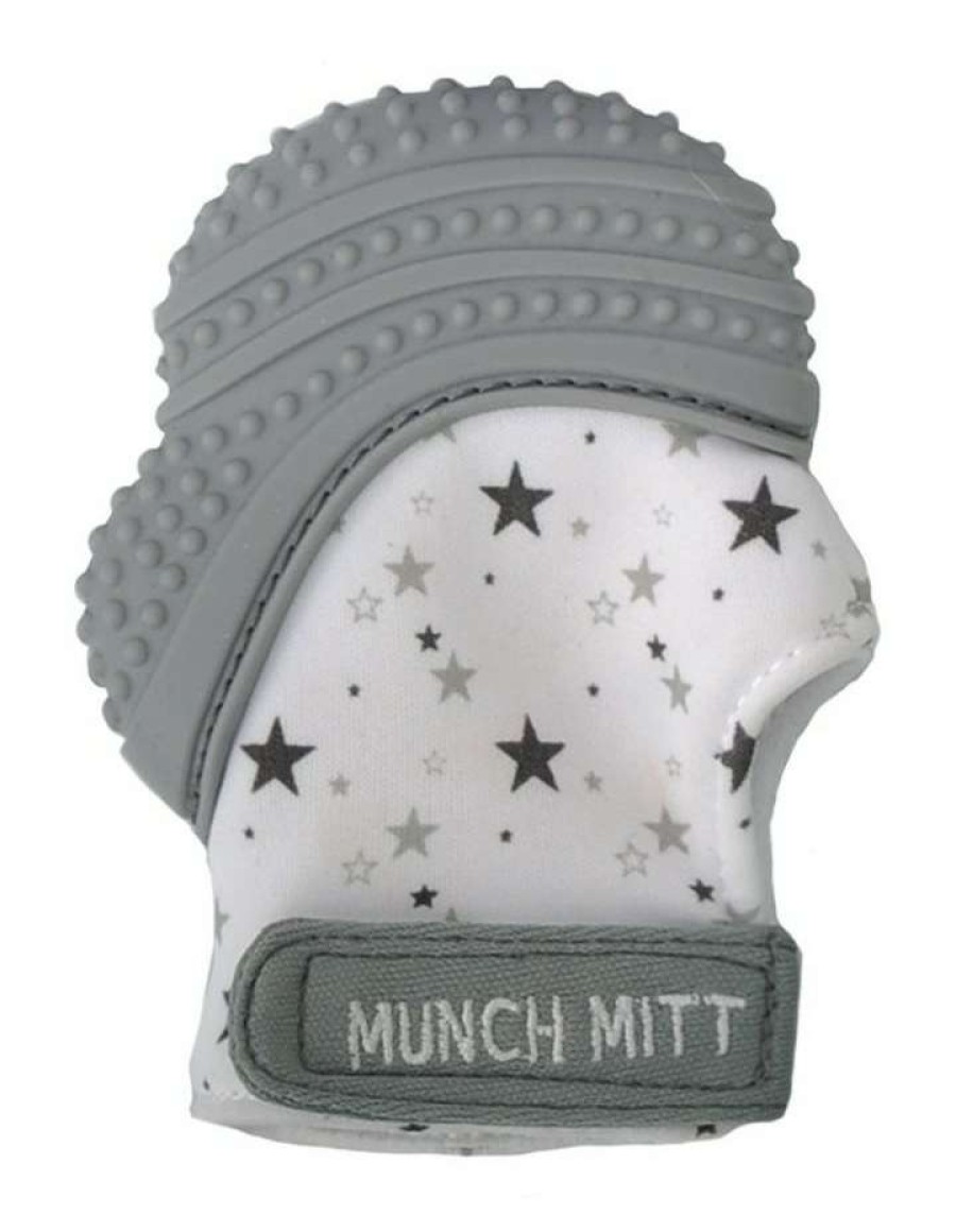 Play & Activity * | Malarkey Kids Munch Mitt Teething Mitten Stars Grey